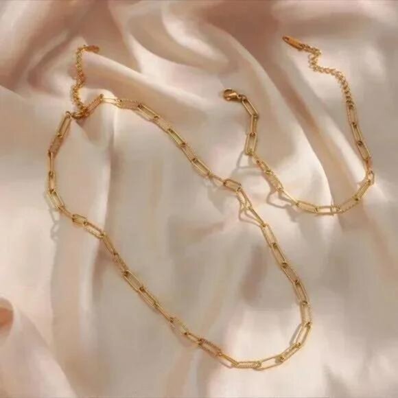 \\ NEW \\ 18K GOLD \\ THIN LINK CHAIN NECKLACE - Picture 5 of 7
